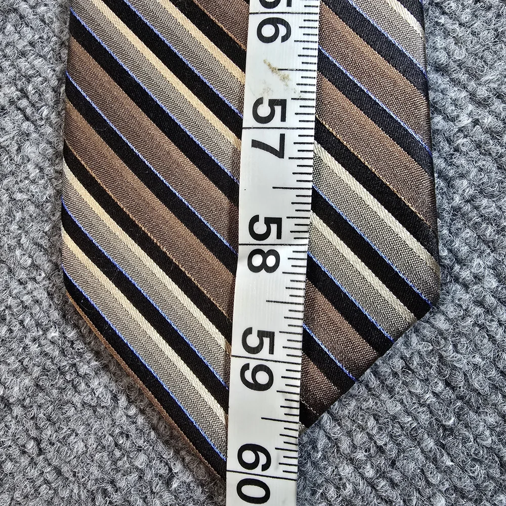 Bugatti Mens Silk Tie Brown Gold Stripe Classic Necktie - Picture 6 of 6